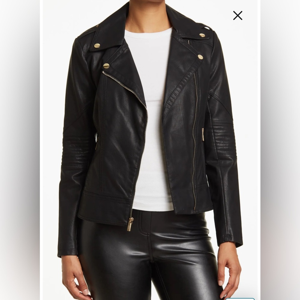 Guess Faux Leather Asymmetrical Moto Jacket, Small